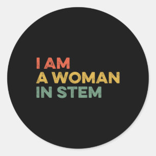 Pegatina Redonda Soy Una Mujer En Matemáticas Feministas De La Cien