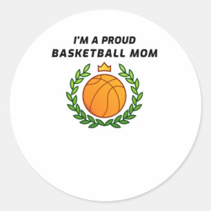 Pegatina Redonda Soy una orgullosa madre de básquetbol