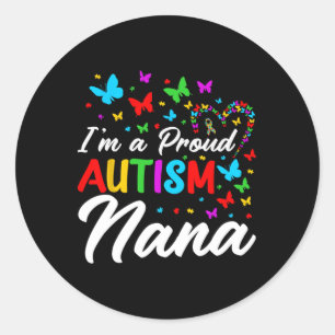 Pegatina Redonda Soy una orgullosa Nana del autismo Cinturones de c