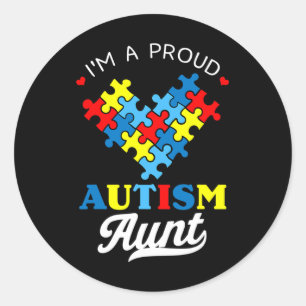 Pegatina Redonda Soy una orgullosa tía de autismo Conciencia de aut