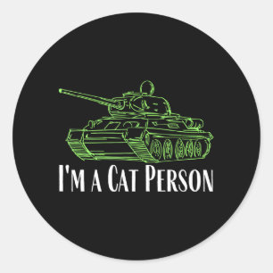 Pegatina Redonda soy una persona gata Panzer tiger tank model and c