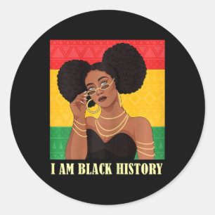 Pegatina Redonda Soy una reina afroamericana educada en historia ne