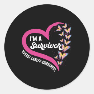Pegatina Redonda Soy una sobreviviente de cáncer de mama Sensibiliz