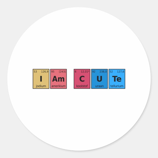 Pegatina Redonda Soy una tabla periódica corta (Anverso)