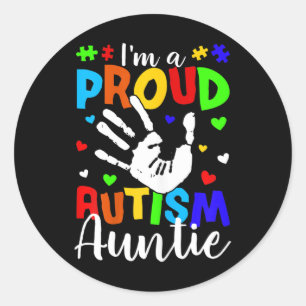 Pegatina Redonda Soy una tía de autismo orgullosa, una chica gui de