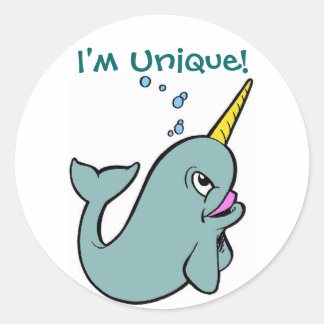 Pegatina Redonda ¡Soy único! (Narwhal)