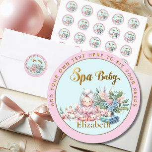 Pegatina Redonda Spa Baby Shower Gracias Favor Goody Bag Gift