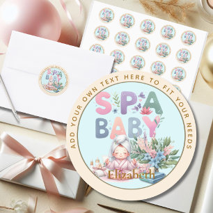 Pegatina Redonda Spa Baby Shower Gracias Favor Goody Bag Gift