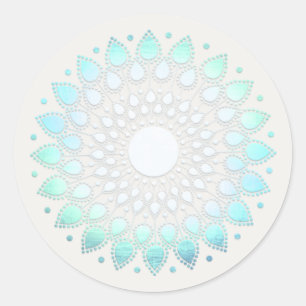 Pegatina Redonda Spa y belleza Turquoise Blue Lotus Mandala