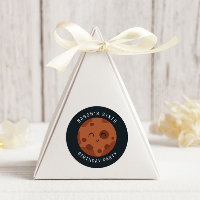 Pegatina Redonda Space Adventure Playful Kids Birthday Cute Planet (Subido por el creador)