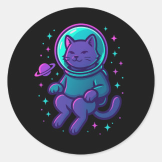 Pegatina Redonda Space Kitty 2099 – Astronaut Cat Sticker