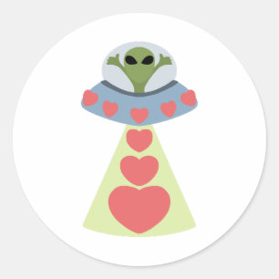 Pegatina Redonda Space Love Alien Valentine