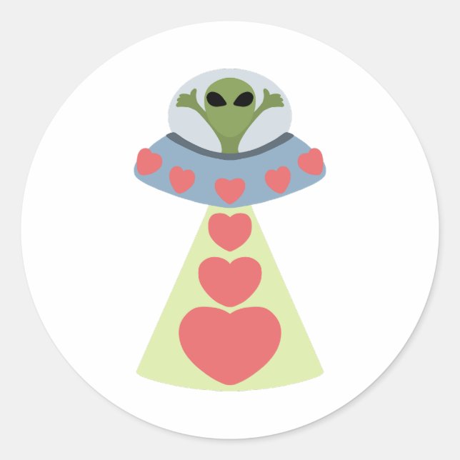 Pegatina Redonda Space Love Alien Valentine (Anverso)
