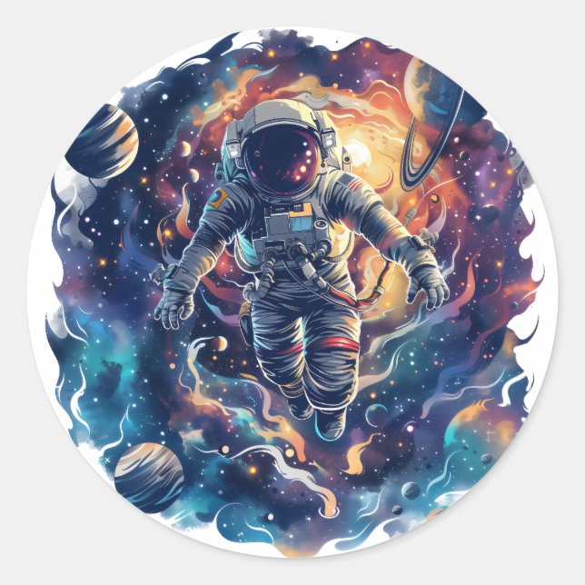 Pegatina Redonda Spaceman (Anverso)
