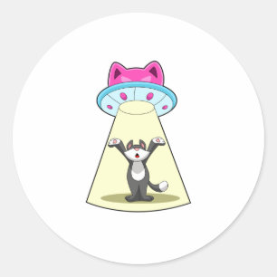 Pegatina Redonda Spaceship Cat