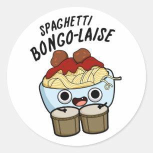 Pegatina Redonda Spaghetti Bongolaise Funny Food Pun