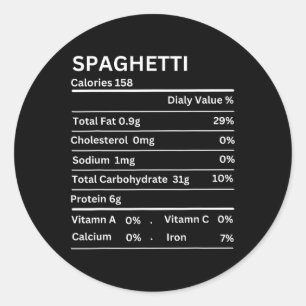 Pegatina Redonda Spaghetti Nutrition Hechos Graciosos Día de Acción