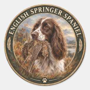 Pegatina Redonda Spaniel de Springer Inglés