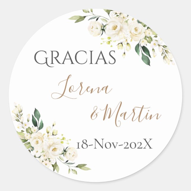 Pegatina Redonda Spanish Boho Wedding round sticker  (Anverso)