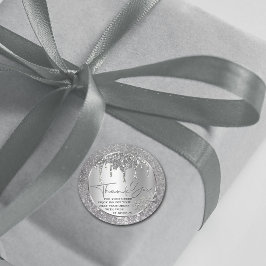 Pegatina Redonda Sparkle Gracias Plata Goteo Brillante Clásico 