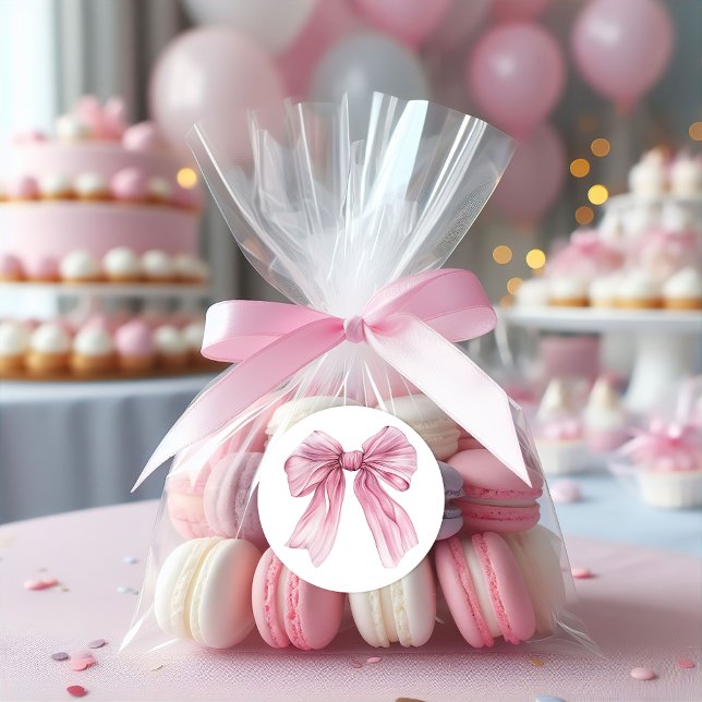 Pegatina Redonda Sparkle Pink Coquette Bow 1 (Subido por el creador)