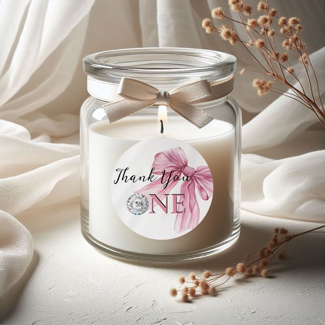 Pegatina Redonda Sparkle Pink Coquette Bow 1 (Subido por el creador)