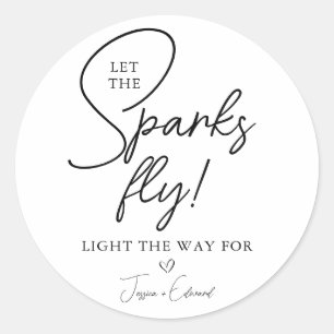 Pegatina Redonda Sparkler Send Off Dejar Que Las Chispas Volaran En