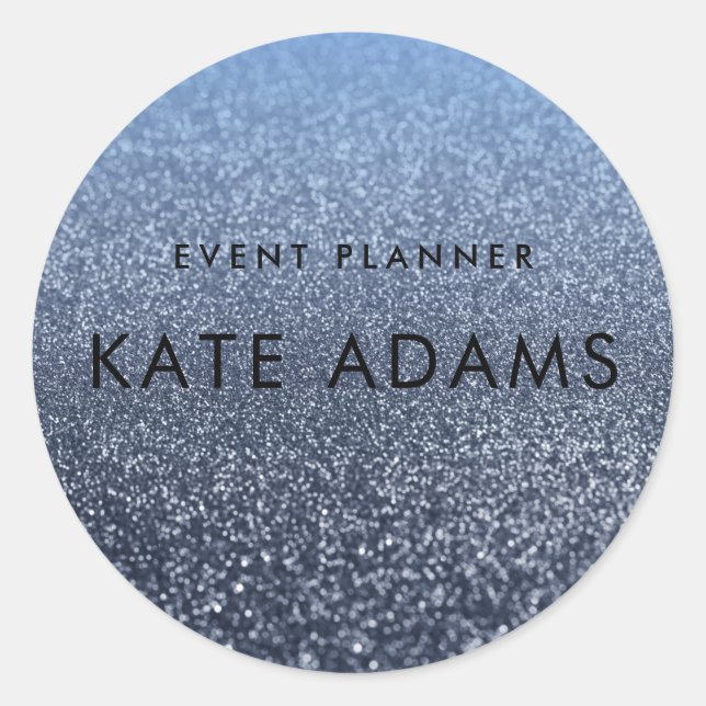 Pegatina Redonda Sparkling Gold Marble Dark Naval Resumen (Anverso)