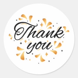 Pegatina Redonda Sparkling gold thank You Classic Round Sticker