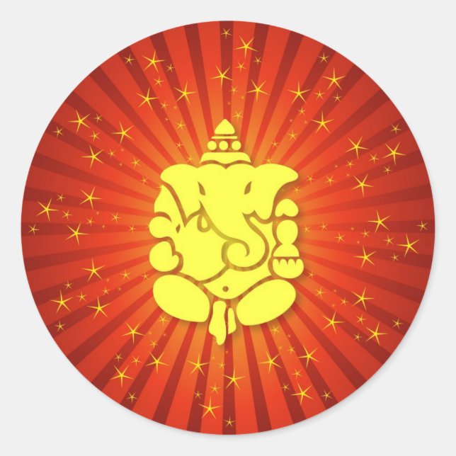 Pegatina Redonda Sparkling Lord Ganesha (Anverso)