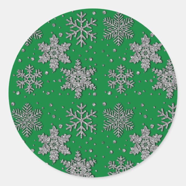 Pegatina Redonda Sparkling purpurina snowflakes (Anverso)