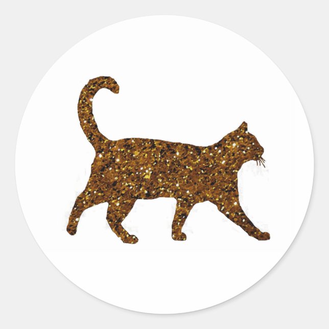 Pegatina Redonda Sparkly Cat (Anverso)