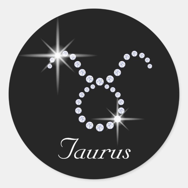 Pegatina Redonda Sparkly Diamond Taurus (Anverso)