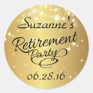 Pegatina Redonda Sparkly Gold Retirement Stickers