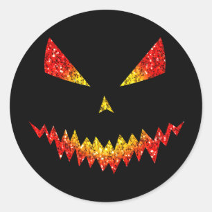 Pegatina Redonda Sparkly Jack O'Lantern frente a Halloween