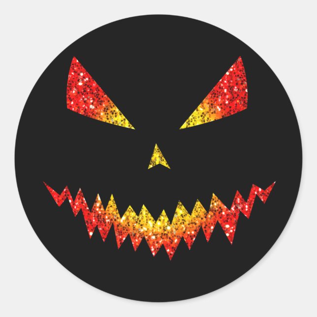 Pegatina Redonda Sparkly Jack O'Lantern frente a Halloween (Anverso)
