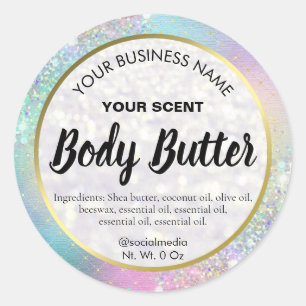 Pegatina Redonda Sparkly Rainbow Pastel coloreado de las etiquetas 