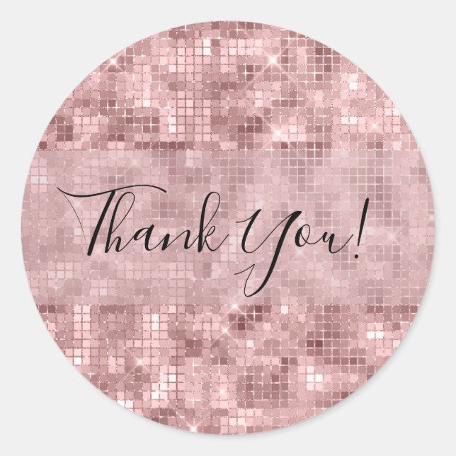 Pegatina Redonda Sparkly Rosa Gold Pink Luxury Sparkle Girly Fiesta (Anverso)