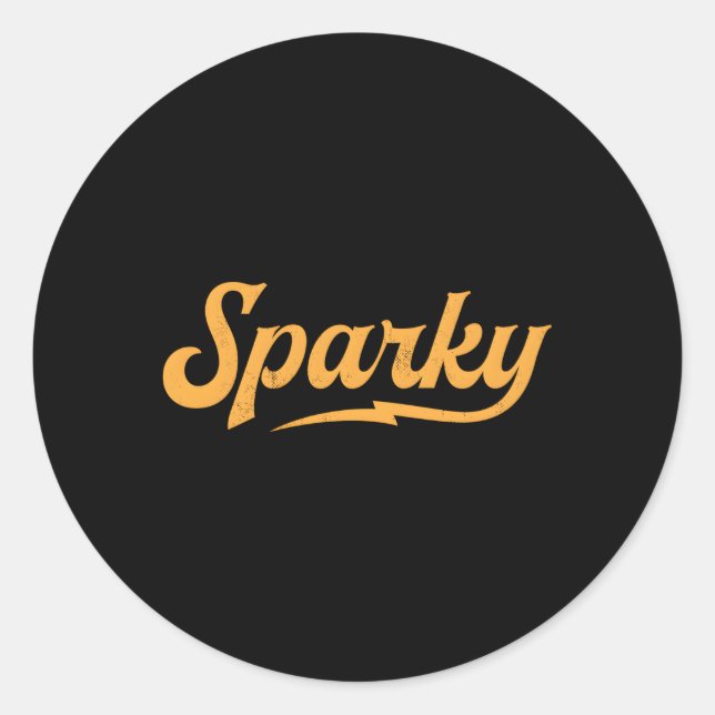 Pegatina Redonda Sparky Electrician Line Dad Novedad (Anverso)