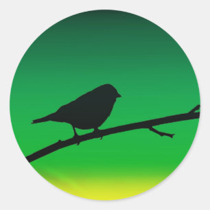 Pegatina Redonda Sparrow Silhouette On Limonene