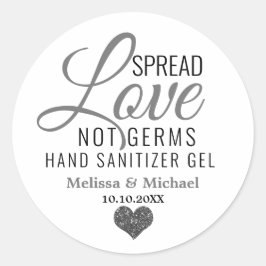 Pegatina Redonda Sparta amor no gérmenes Sanitizer Silver Heart