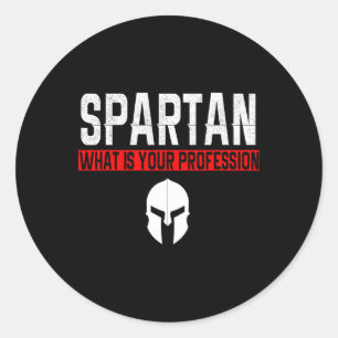 Pegatina Redonda Spartan ¿Cuál es tu profesión gimnasio Spartan org