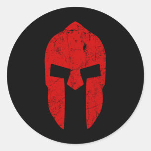 Pegatina Redonda Spartan Warrior Helmet Gym Motivación Esparta Anci