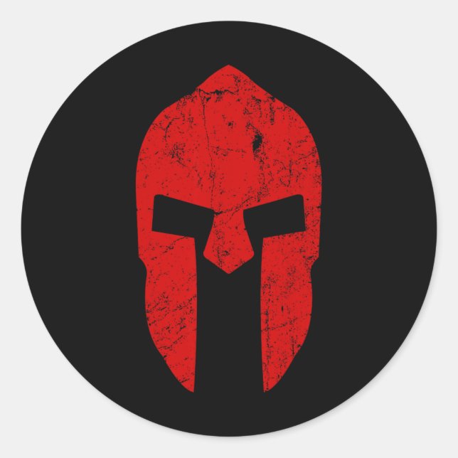Pegatina Redonda Spartan Warrior Helmet Gym Motivación Esparta Anci (Anverso)
