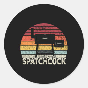 Pegatina Redonda Spatch Chicken Retro Bbq Smoll Grill