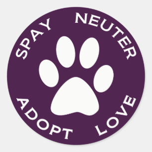 Pegatina Redonda Spay el neutro adoptan amor