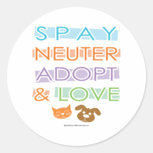 Pegatina Redonda Spay Neuter Adopte el Amor
