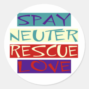 Pegatina Redonda Spay Neuter Rescue Love
