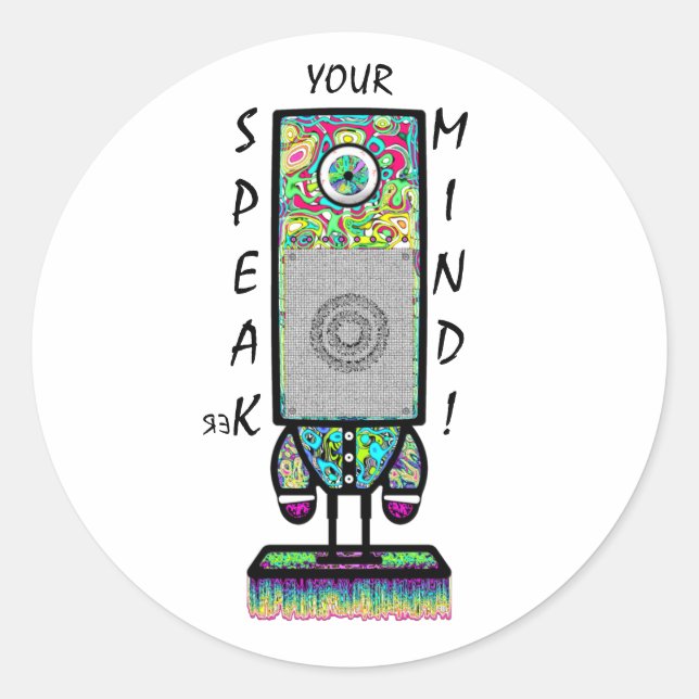 Pegatina Redonda Speak-er Your Mind Funny Cyclops Speaker Pun (Anverso)