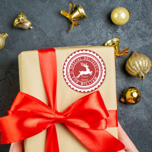 Pegatina Redonda Special Delivery from Santa Sticker Custom Name  (Subido por el creador)